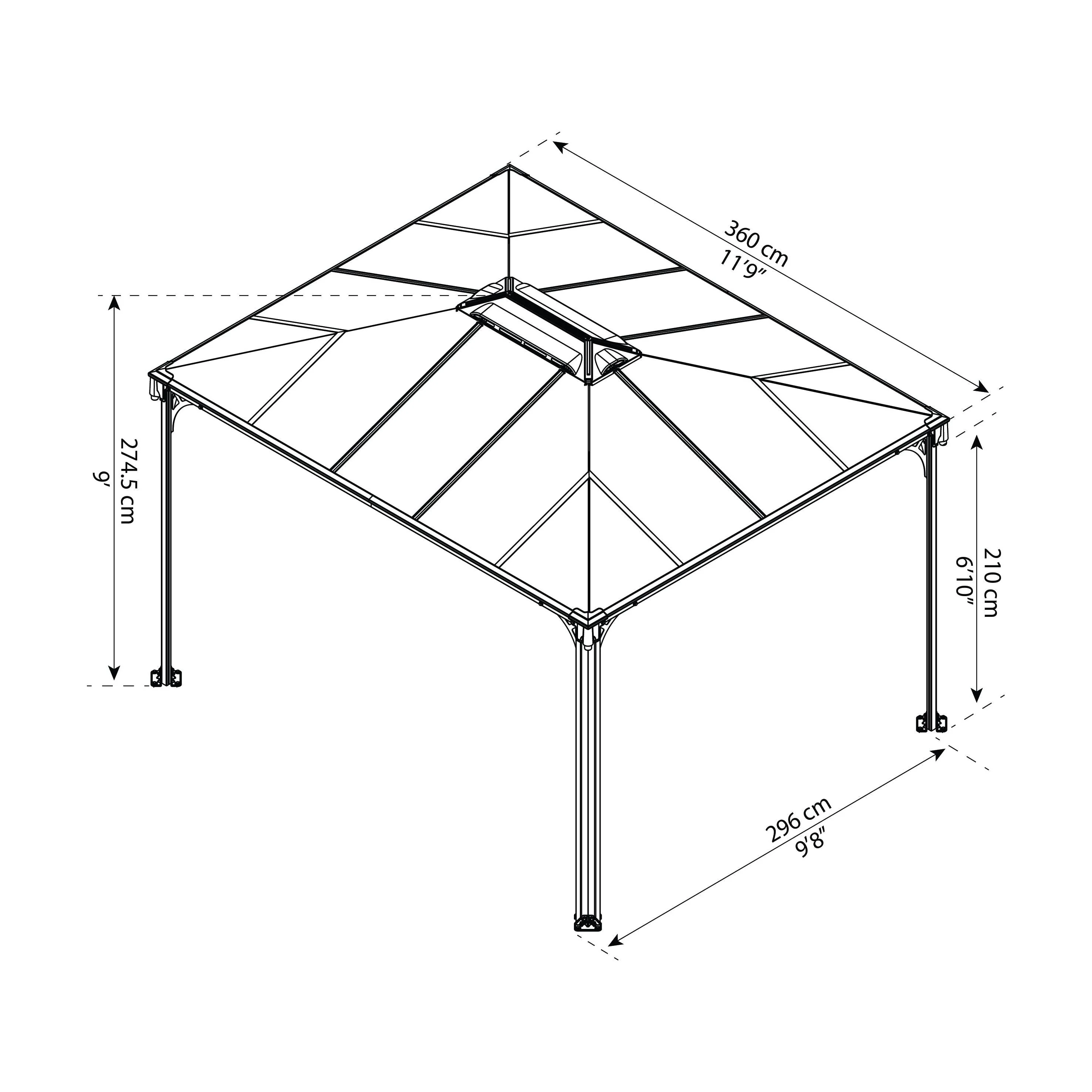 גזיבו Martinique אפור כהה 3X3.6 מבית פלרם - Canopia - Image 3