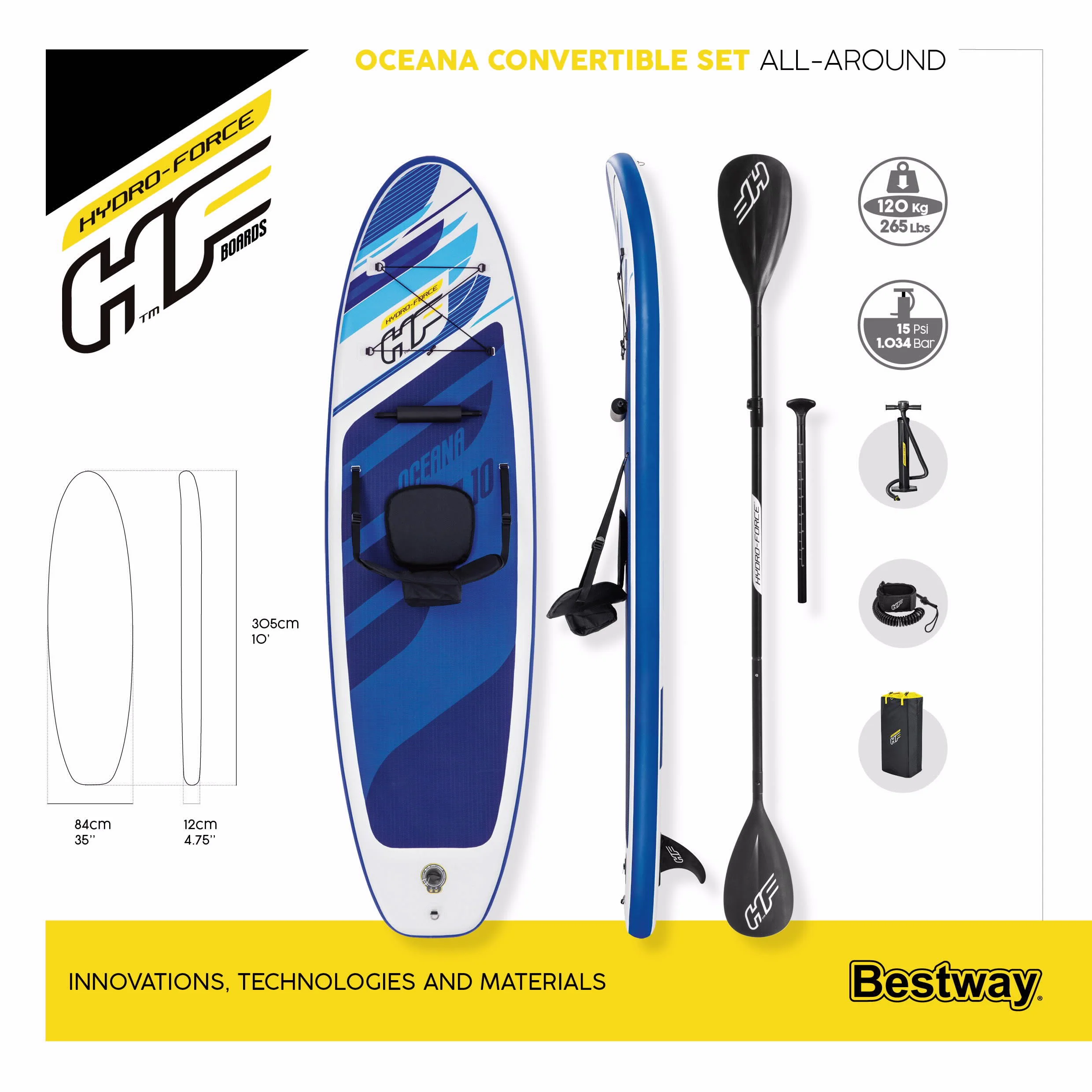 סאפ מתנפח 3.05 מטר OCEANA כולל משוט