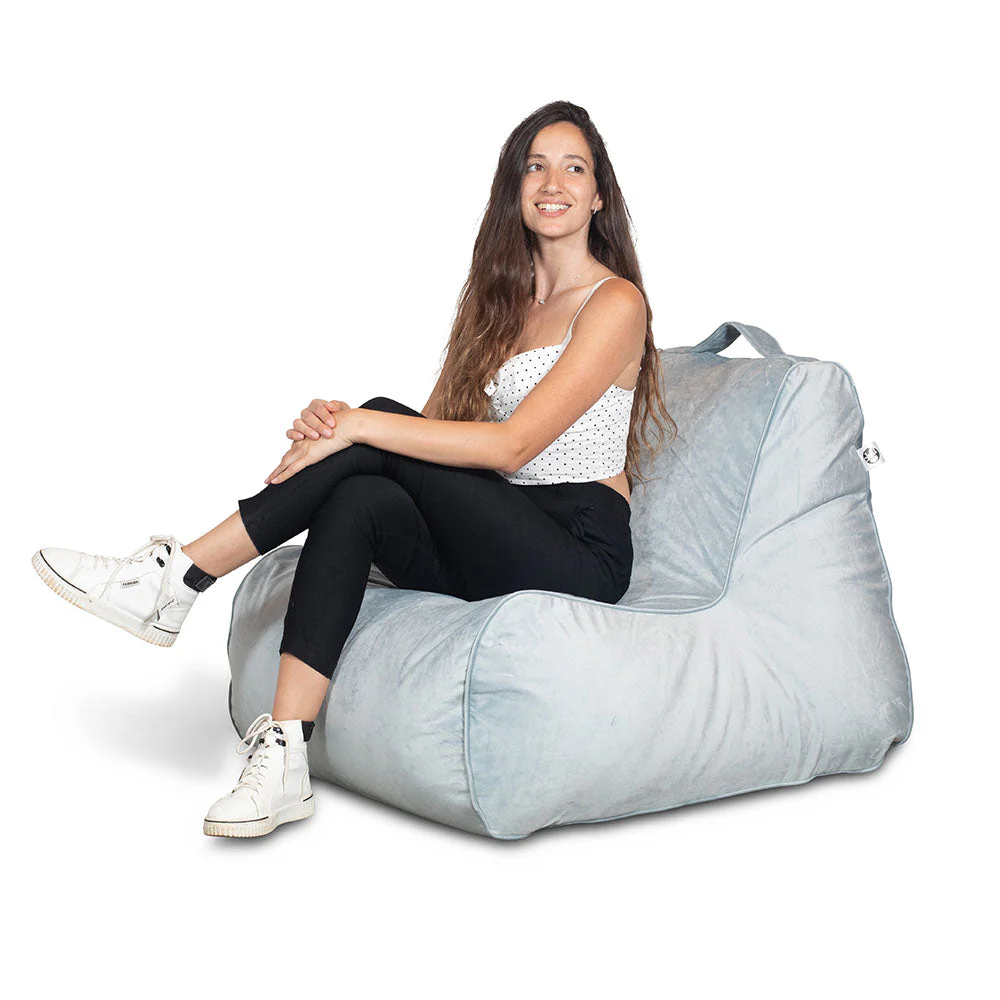 פוף כורסא מבד קטיפה לימה צבע ג'ינס - Image 5