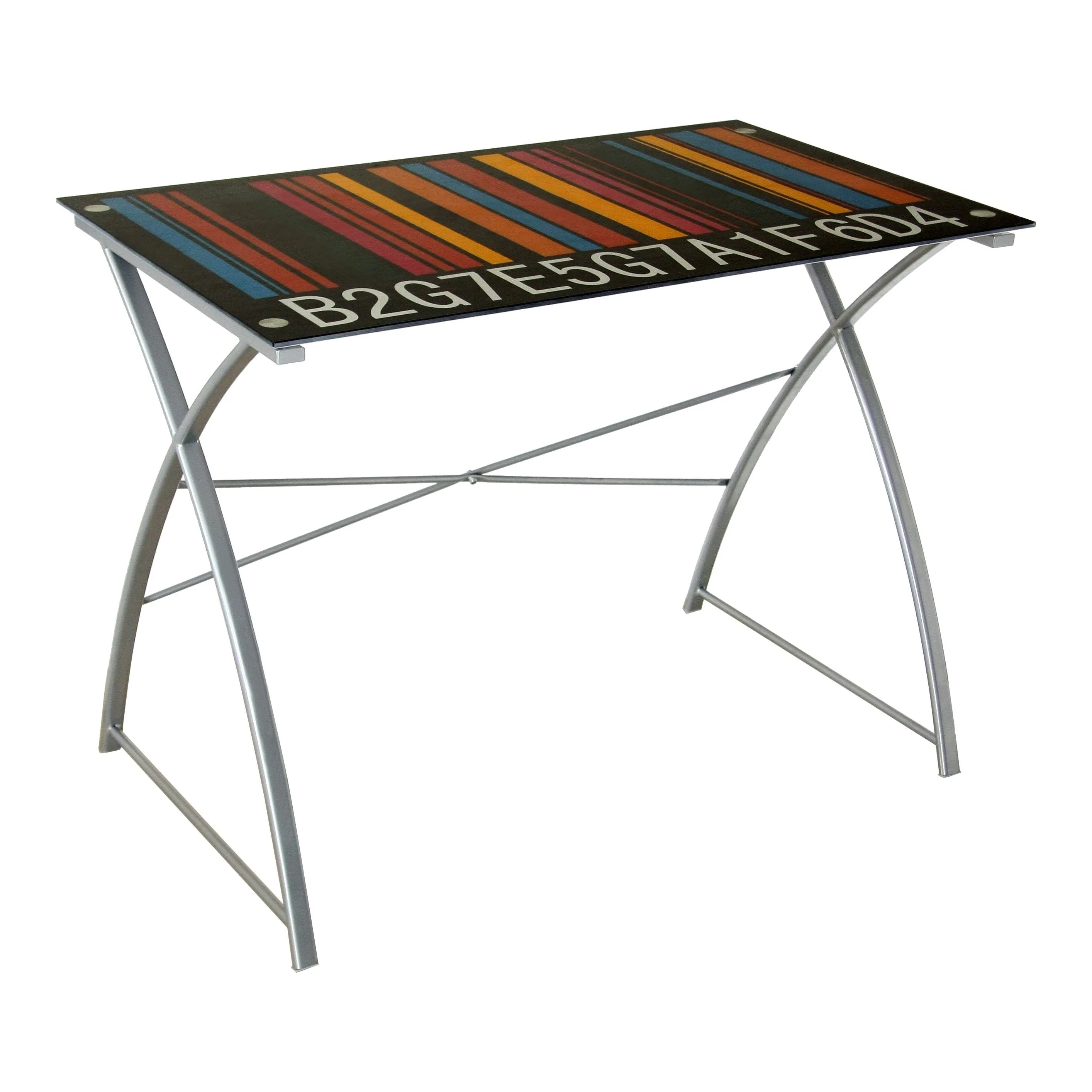 שולחן כתיבה זכוכית, 60X100, עיצוב ברקוד - Image 2