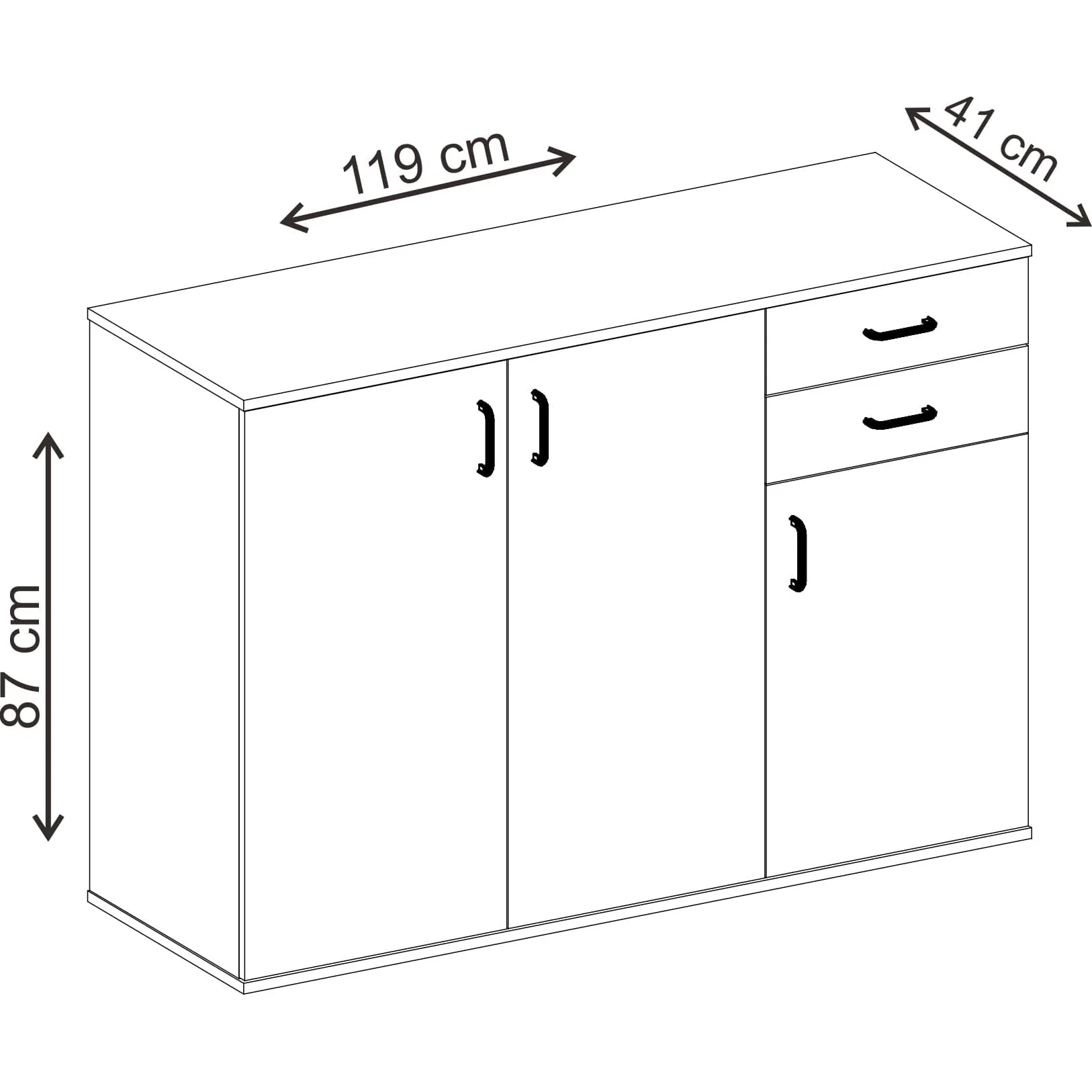 שידה משולבת 119 ס מ לבן - Image 3