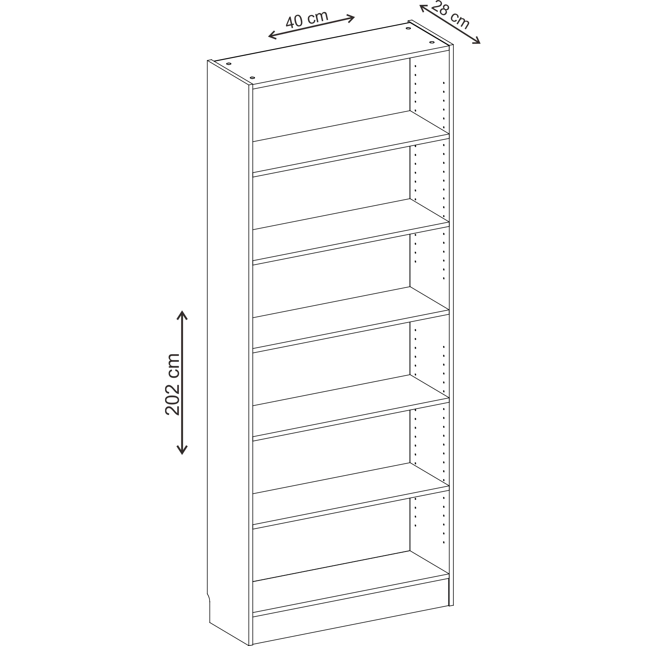 כוננית ספרים 40*28*202 ס"מ צבע עץ - Image 8